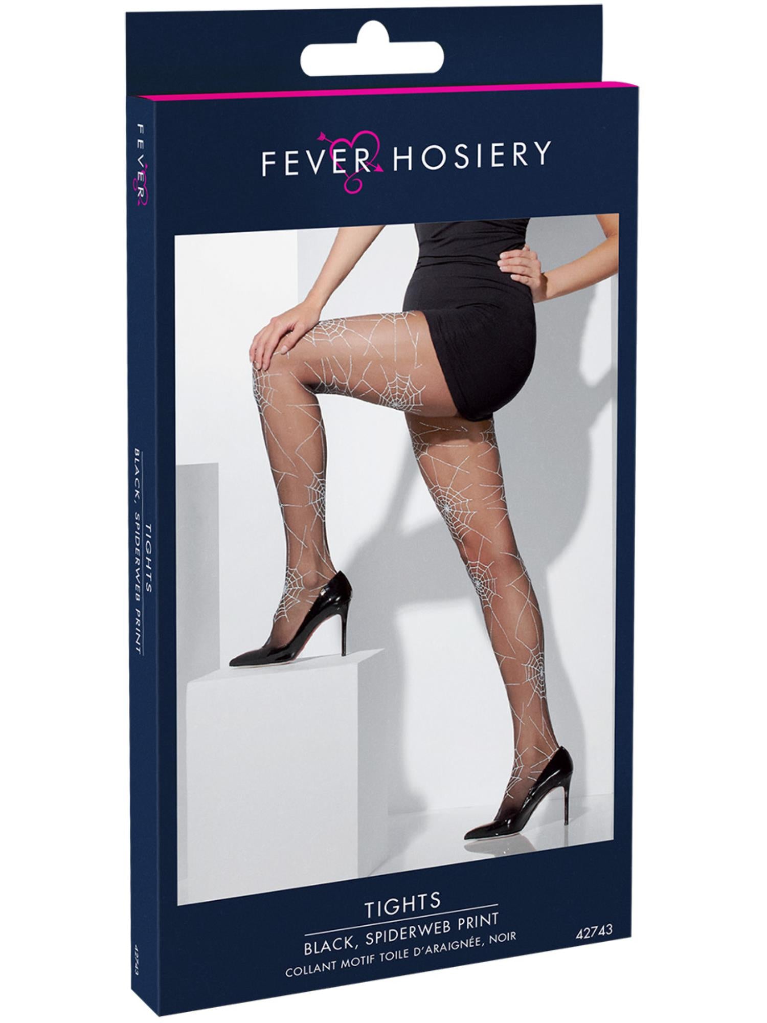 Tights Black Spiderweb Print Smiffys