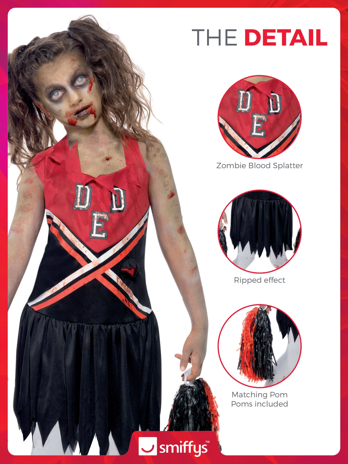 Zombie Cheerleader Child Girl's Costume 3