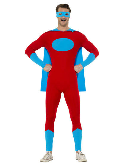 Superhero Man Costume, Blue & Red