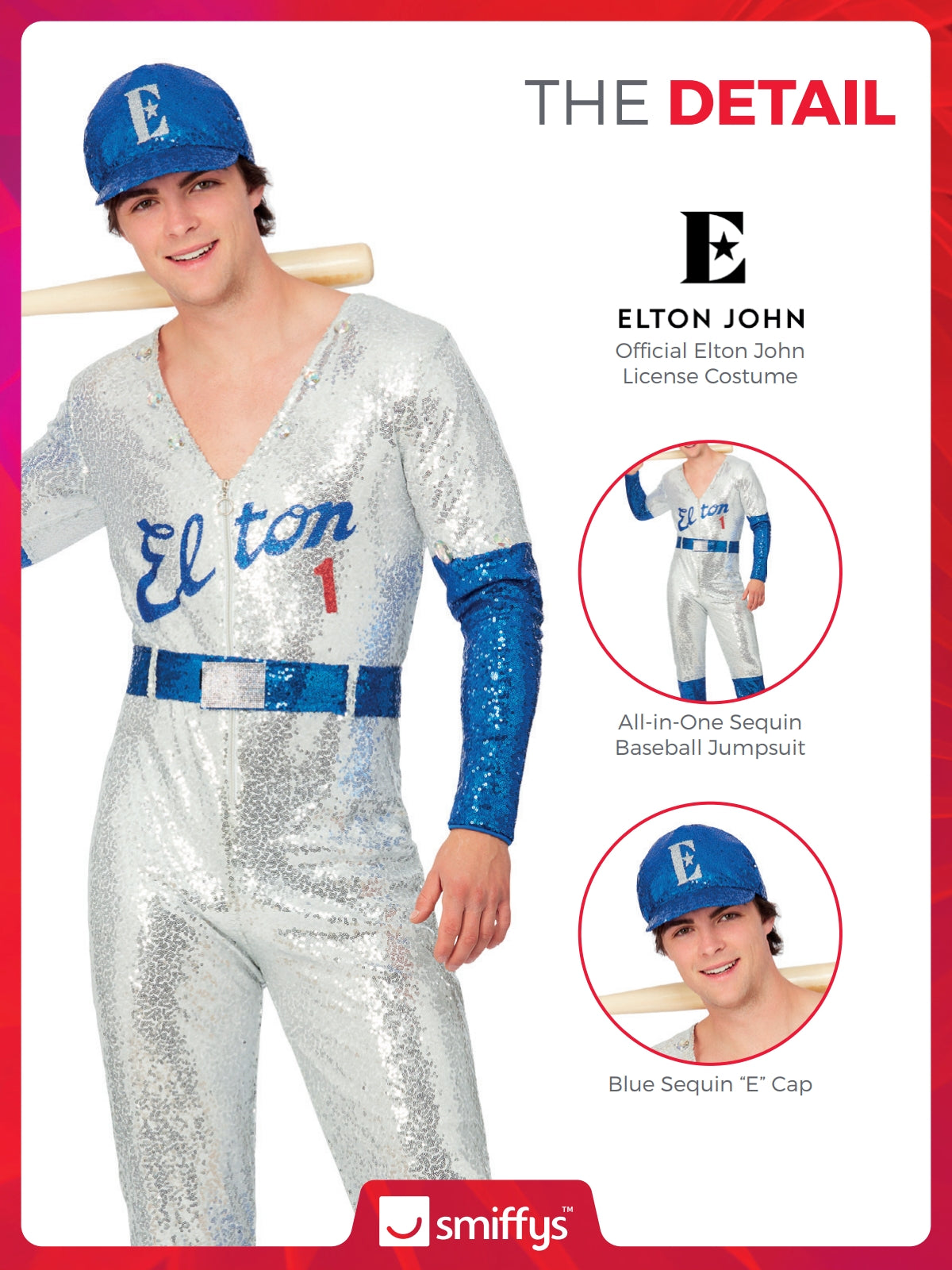 Elton John Deluxe Sequin Baseball Costume 3