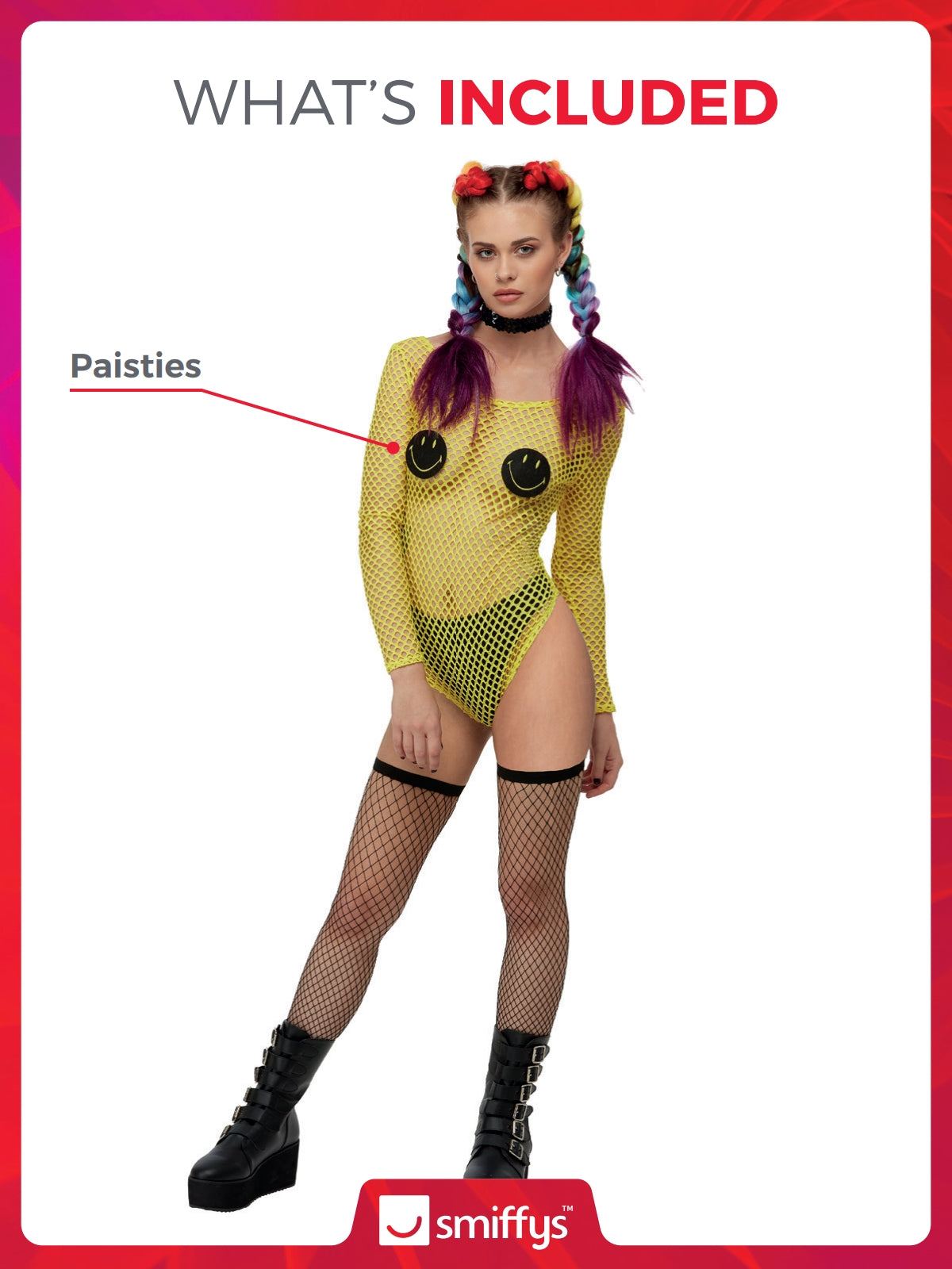 Smiley Fishnet Bodysuit Costume 2