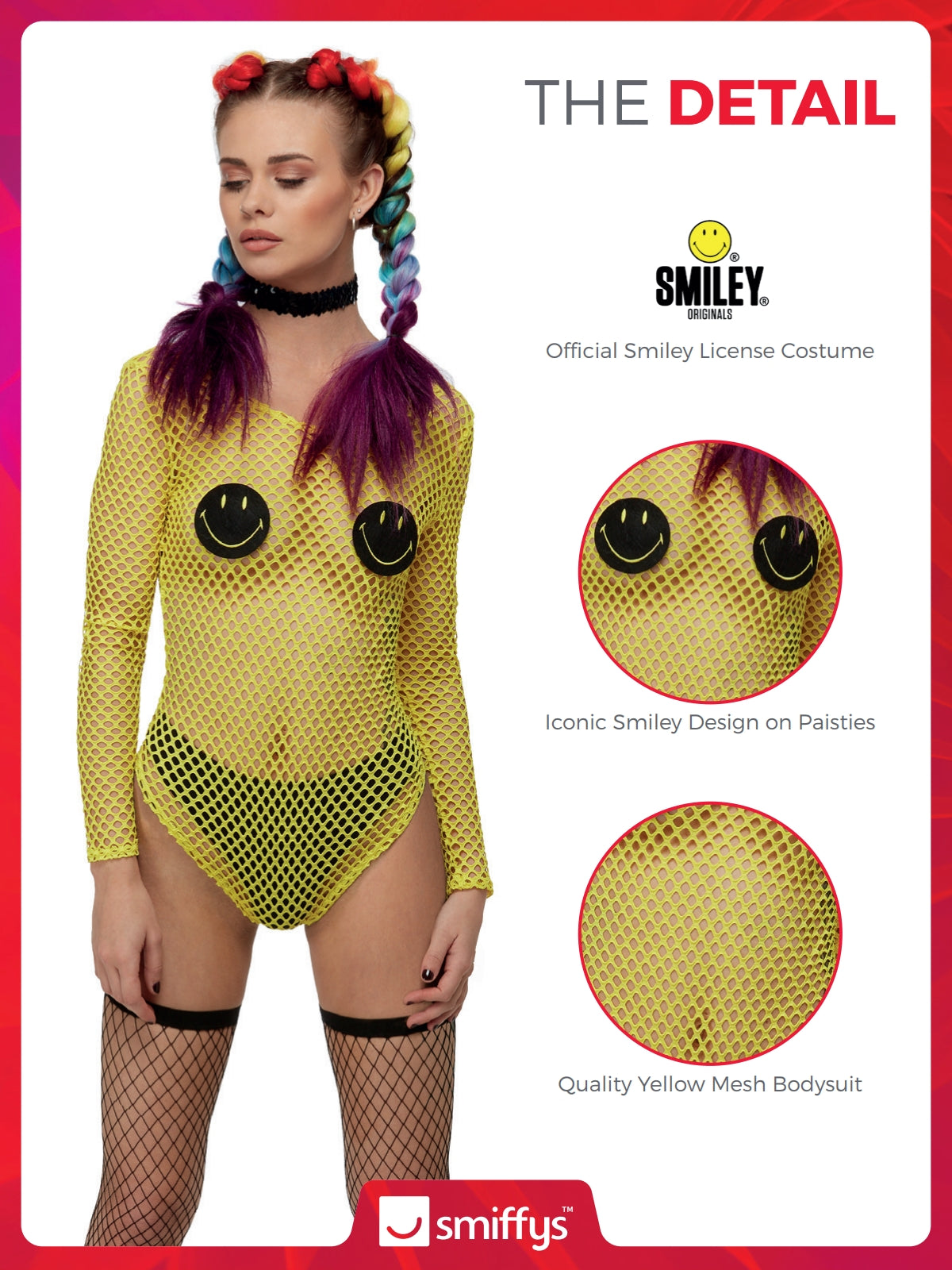 Smiley Fishnet Bodysuit Costume 3