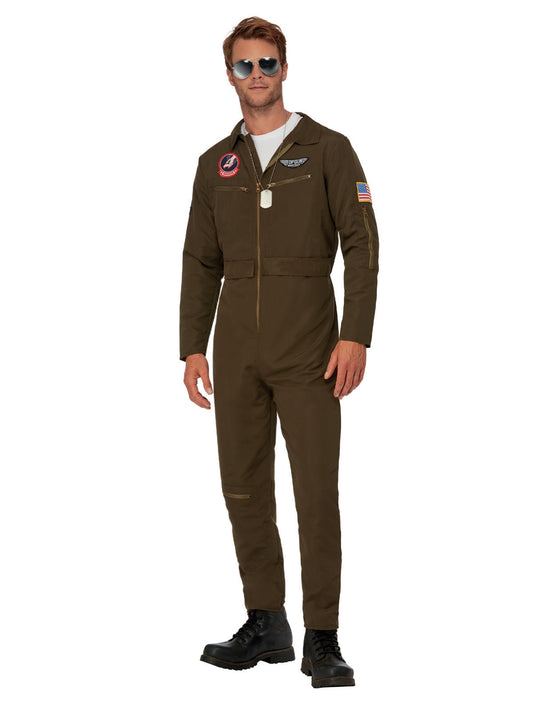 Top Gun Maverick Men's Aviator Costume, Green 1