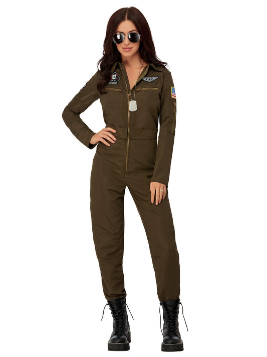Top Gun Maverick Ladies Aviator Costume, Green 1
