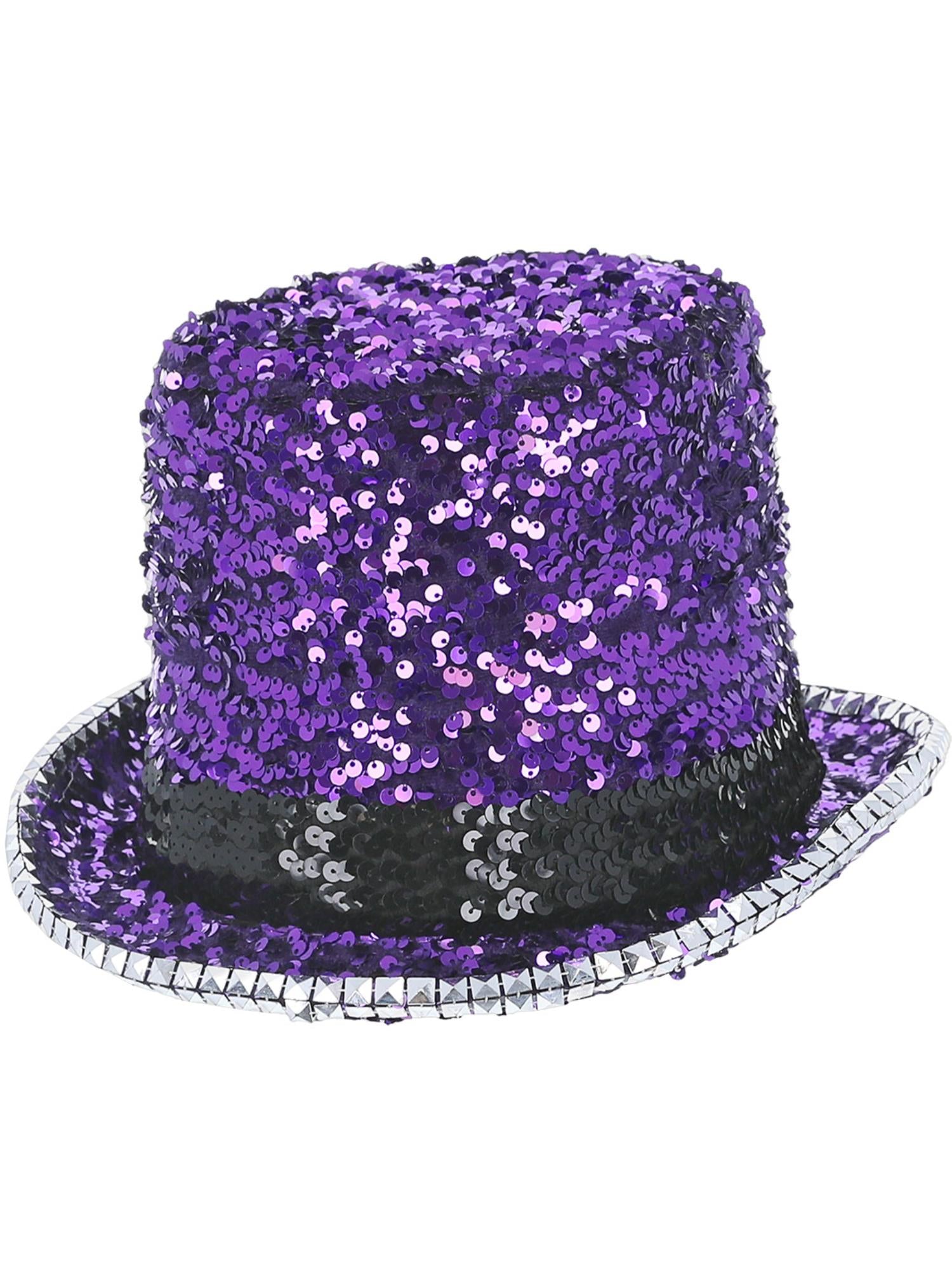 fever deluxe felt sequin top hat purple Smiffys