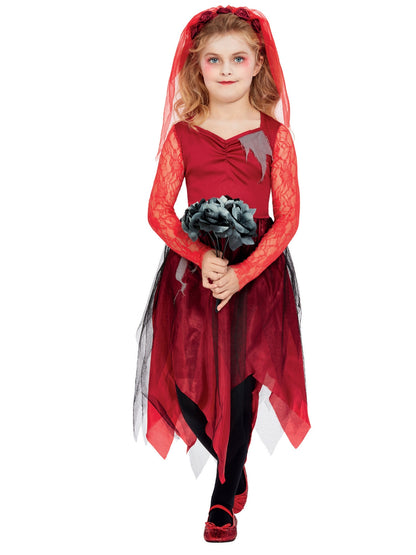 Girls Red Graveyard Bride Costume 1