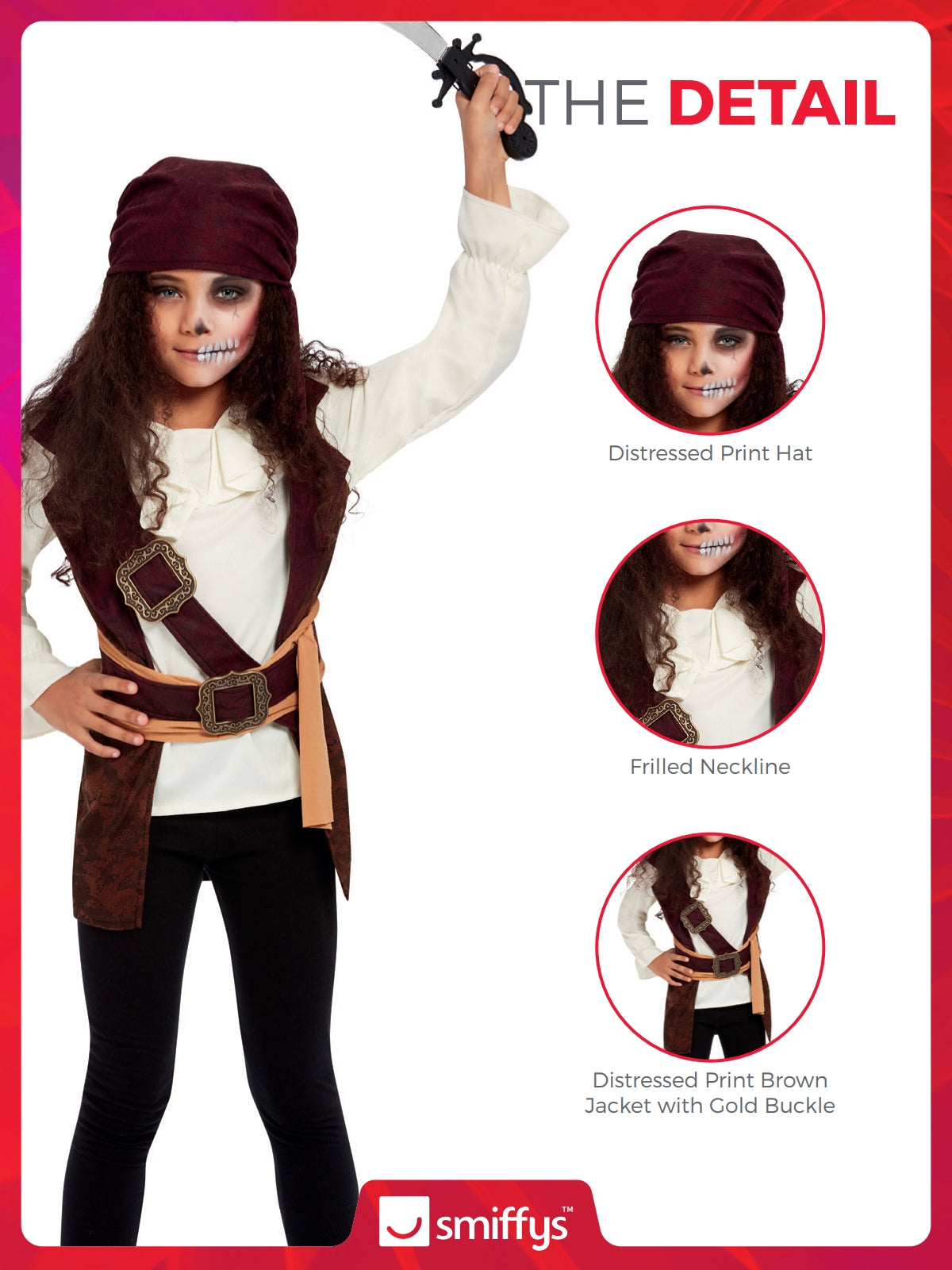 Girls Dark Spirit Pirate Costume 3