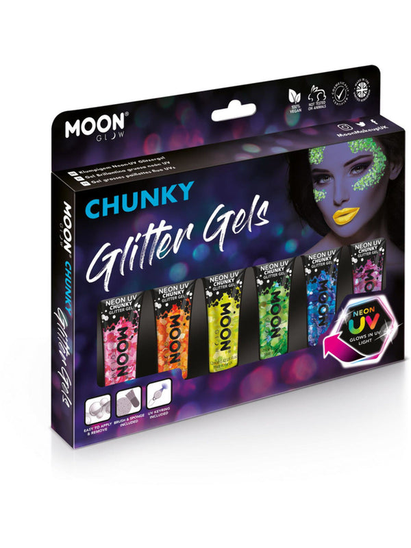 Moon Glow Neon UV Chunky Glitter Gel, Assorted