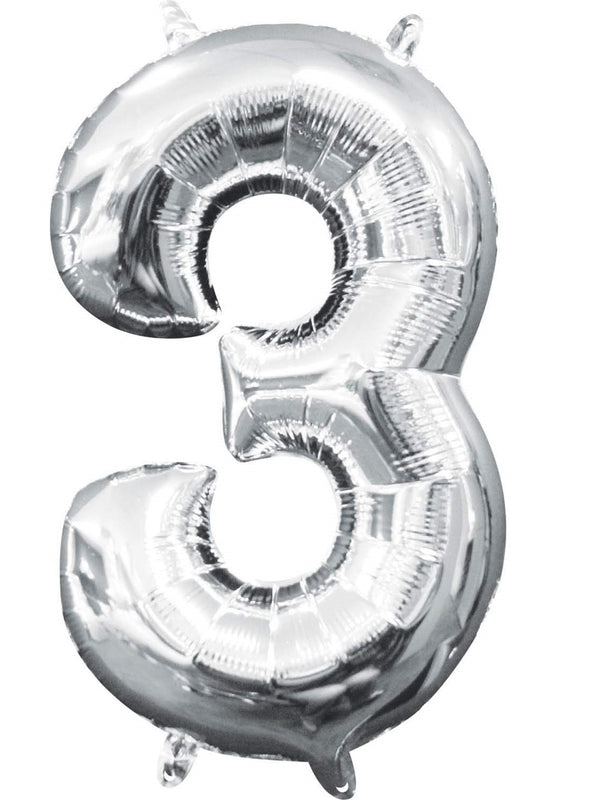 No3 Foil Balloon Silver