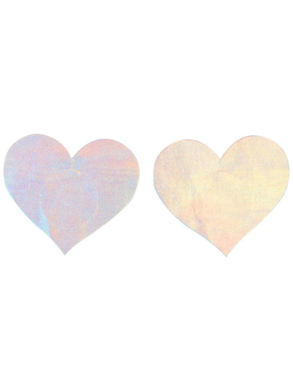 Fever Iridescent Heart Nipple Pasties, Silver