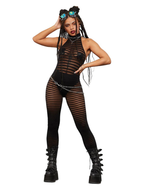 Fever Sleeveless Striped Bodystocking