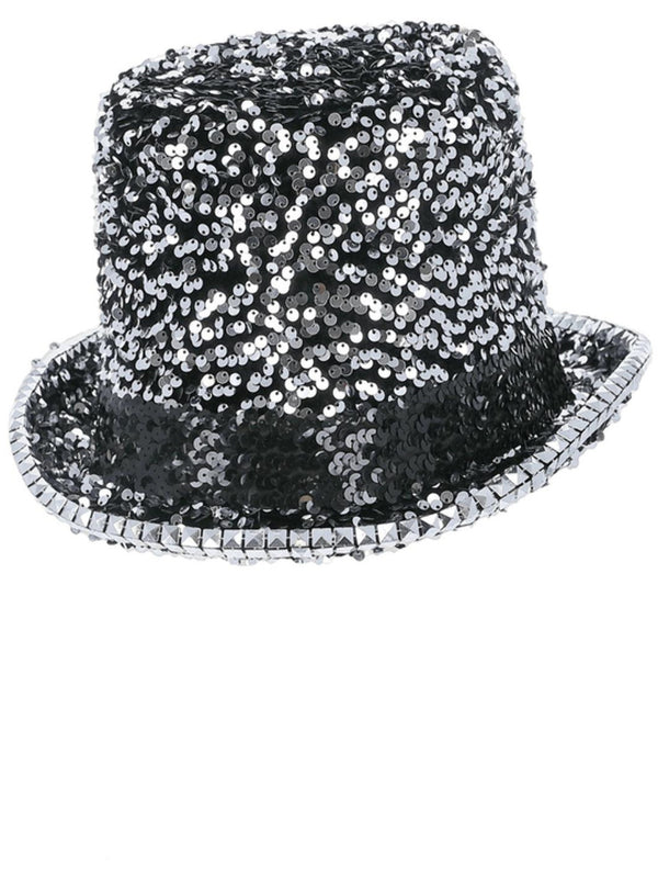 Fever Deluxe Felt & Sequin Top Hat, Silver