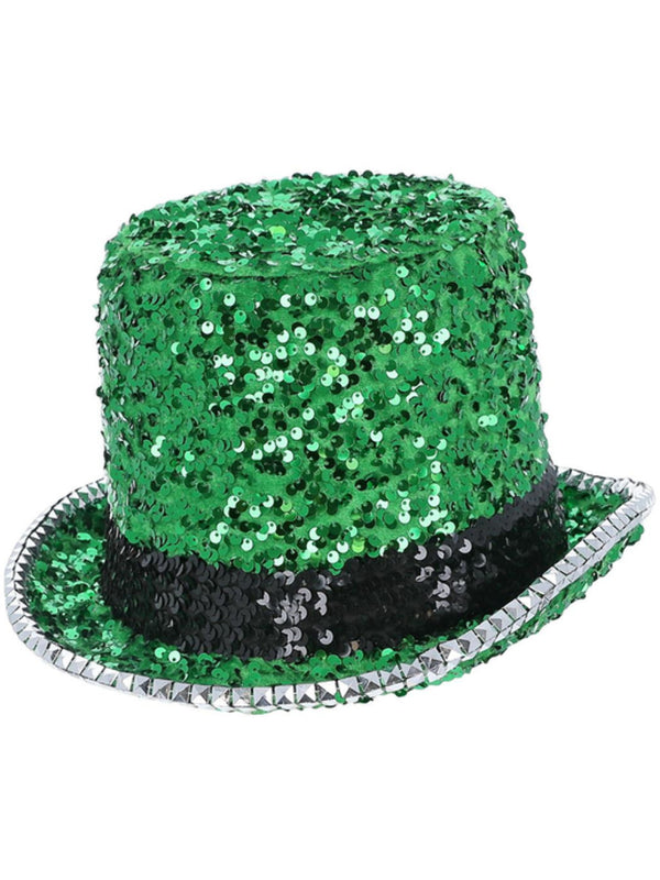 Fever Deluxe Felt & Sequin Top Hat, Green