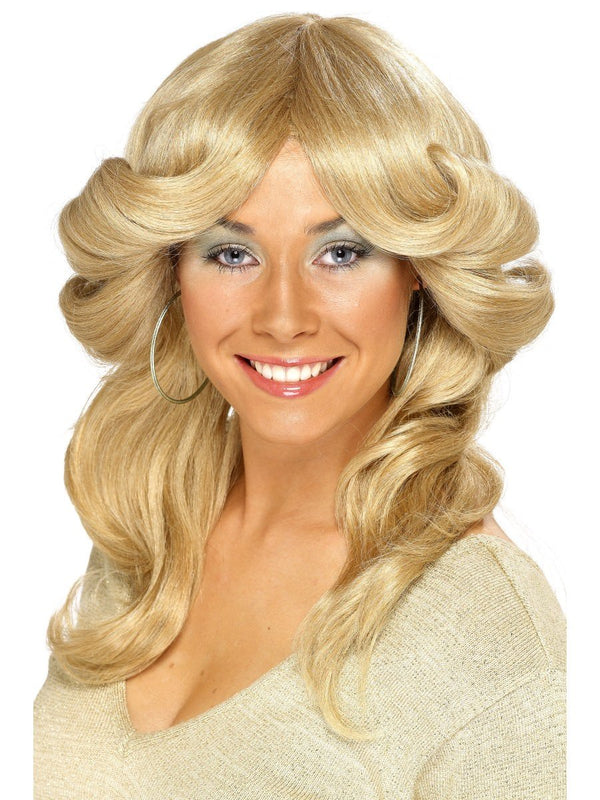 70s Flick Wig, Long, Blonde