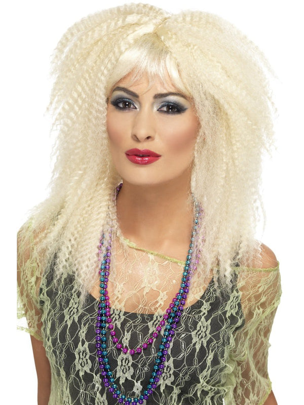 80s Trademark Crimp Wig, Blonde 