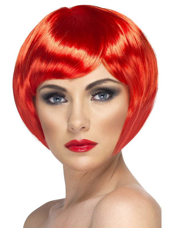 Babe Wig, Red, Short Bob with Fringe