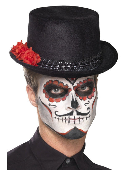 Day of the Dead Top Hat, Black, with Roses Alternative View 1.jpg