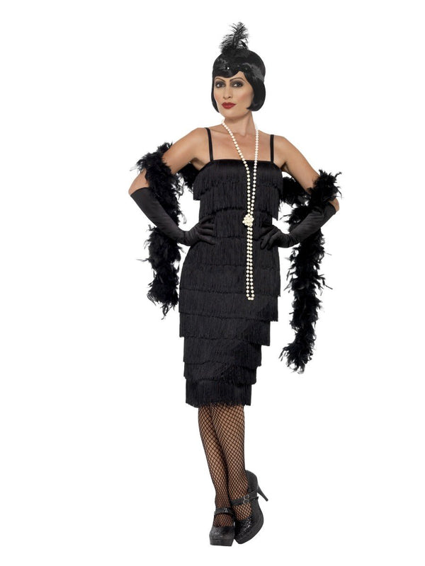 Flapper Costume, Black, with Long Dress