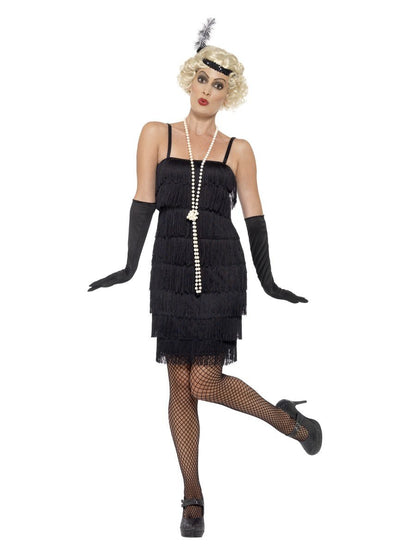Flapper Costume, Black, with Short Dress | Smiffys