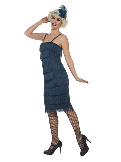 Flapper Costume, Teal Green, with Long Dress Alternative View 1.jpg