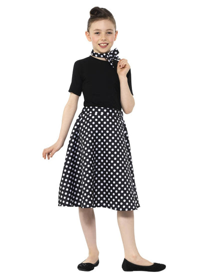 Kids Black 50s Polka Dot Skirt