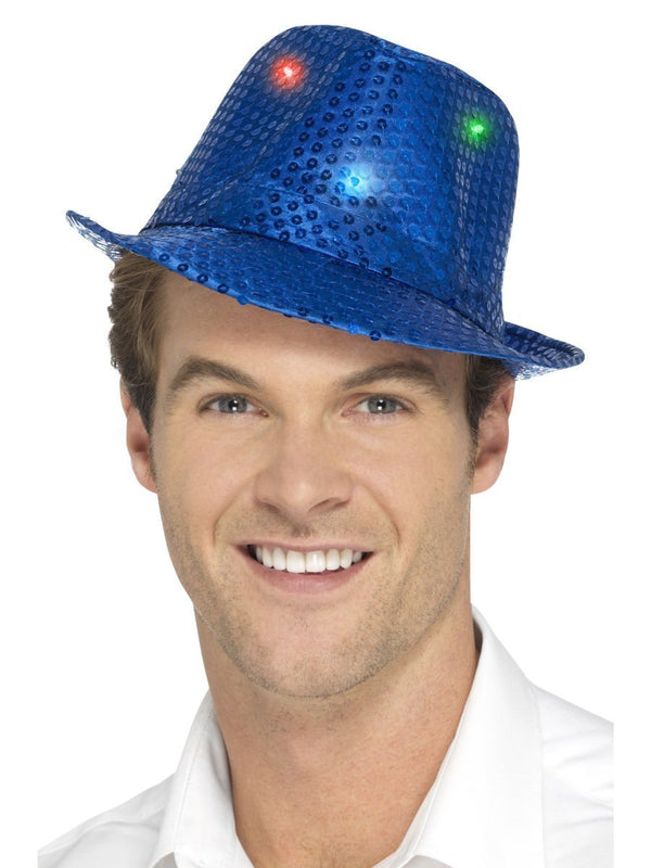 Light Up Sequin Trilby Hat, Blue