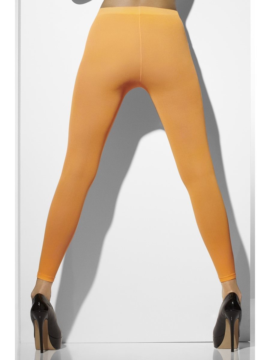 Opaque Footless Tights, Neon Orange