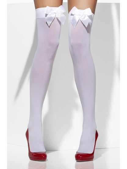 Opaque Hold-Ups, White, with White Bows Alternative View 1.jpg