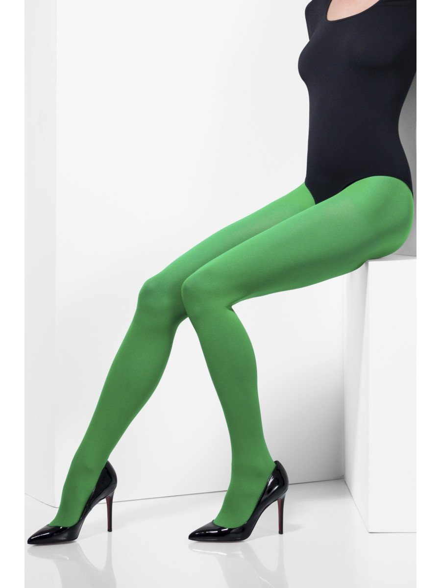 Tights Footless Green Lace 80S Costume 