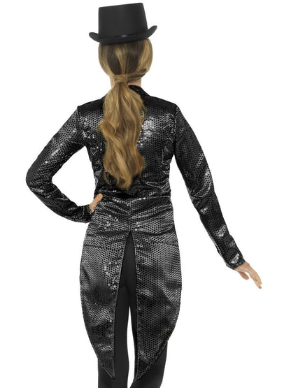 Sequin Tailcoat Jacket, Ladies, Black Alternative View 2.jpg