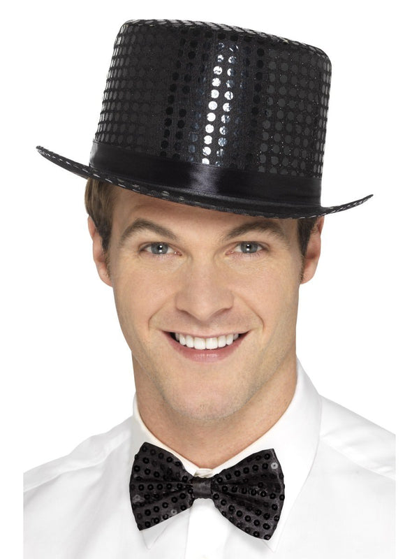 Sequin Top Hat, Black