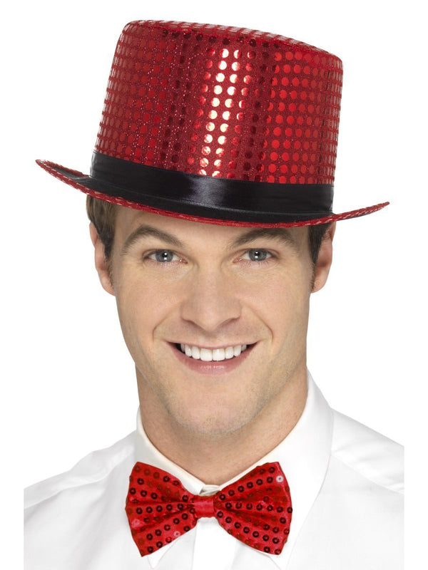 Sequin Top Hat, Red