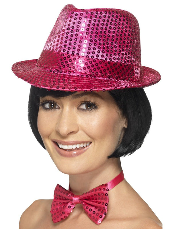 Sequin Trilby Hat, Pink