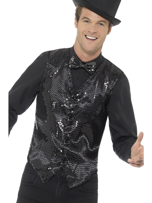 Sequin Waistcoat, Black