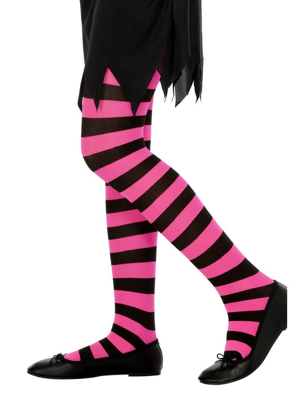 Tights, Black & Fuchsia, Age 6-12